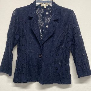 Navy Lace one button blazer jacket🌷